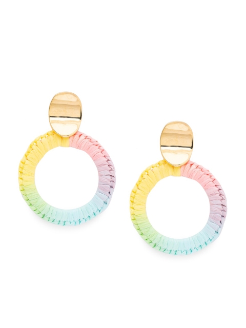 

Globus Gold-Toned & Multicoloured Circular Drop Earrings