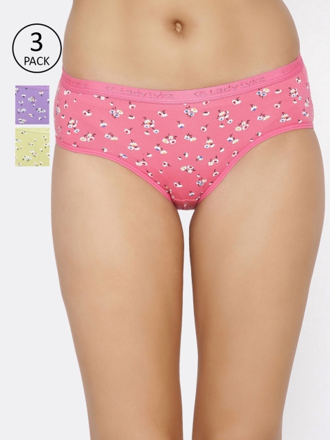

Lady Lyka Women Pack Of 3 Printed Hipster Briefs VANITY-FAIR-6, Pink