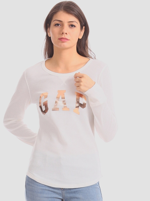 

GAP Women White Printed Top