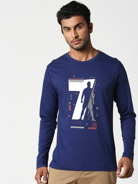 

Bewakoof Men Navy Blue Cr 200m Printed Round Neck T-shirt