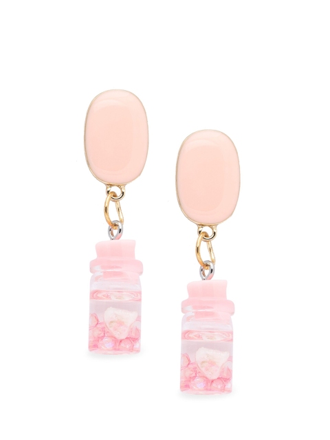 

Globus Gold-Plated & Pink Geometric Drop Earrings