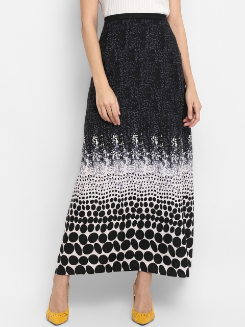 

TRENDY DIVVA Women Black & White Printed A-Line Maxi Skirt