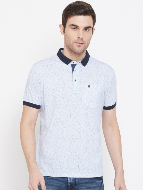 

Crimsoune Club Men Blue Printed Slim Fit Polo Collar T-shirt