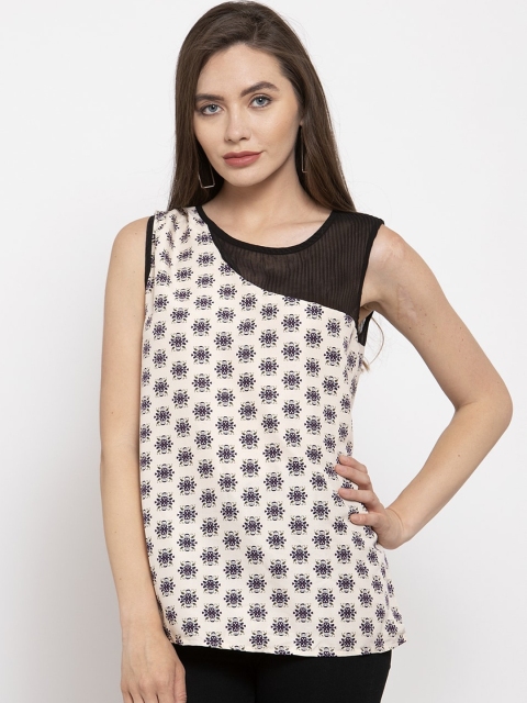 

DOOR74 Women Cream-Coloured Printed Top