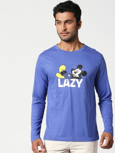 

Bewakoof Men Blue Lazy Mickey Printed Round Neck T-shirt