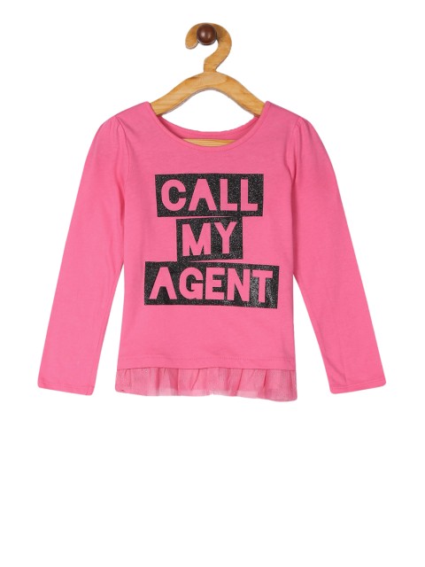 

The Childrens Place Girls Pink & Black Printed Top