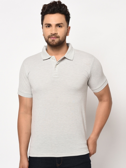 

ELEGANCE Men Grey Solid Polo Collar T-shirt