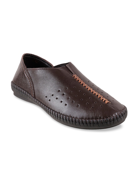

Mochi Men Brown Leather Perforations Slip-On Sneakers