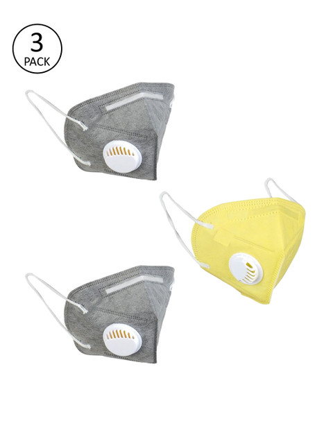 

OOMPH Adults Pack of 3 Reusable Anti-Pollution 5-Layers N95 Masks, Grey