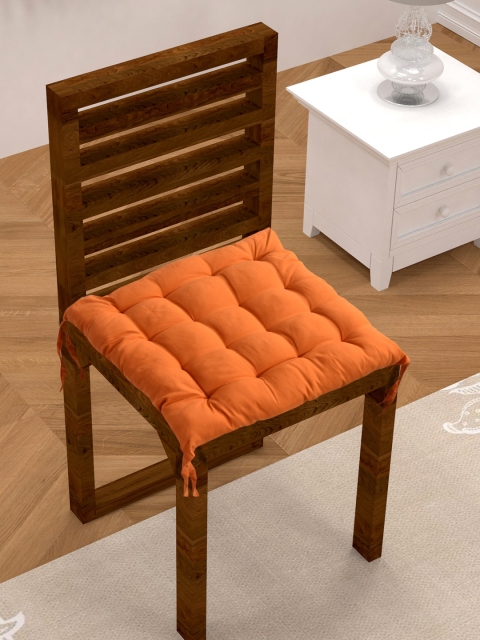 

Clasiko Orange Solid Single Chair Pad