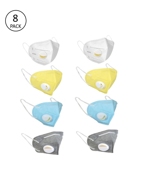 

OOMPH Unisex 8 Pcs Solid 5-Ply Valved Anti-Pollution Reusable KN95 Masks, White