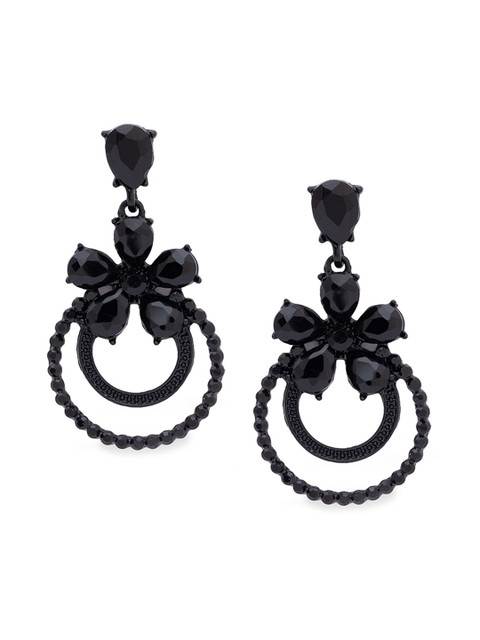 

Globus Black Floral Drop Earrings