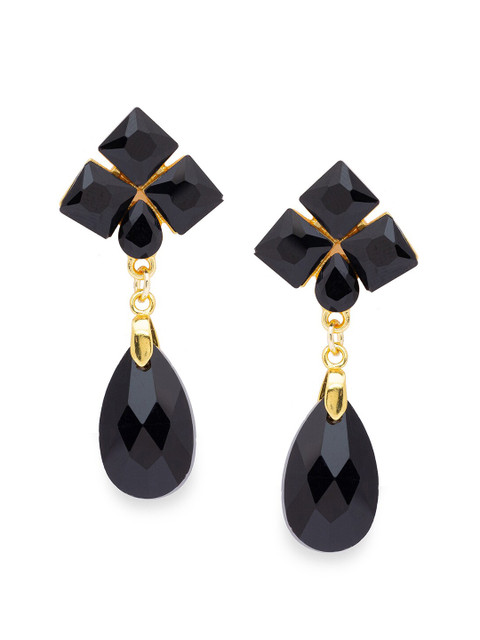 

Globus Black Gold-Plated Geometric Dangling Drop Earrings