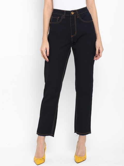 

FOSH Women Navy Blue Straight Fit High-Rise Clean Look Jeans