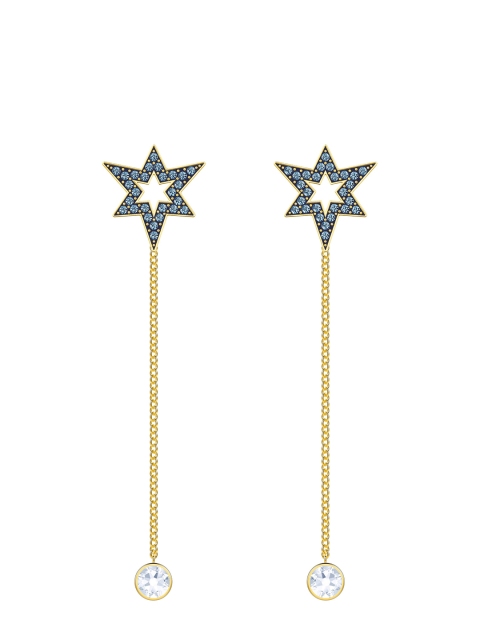 

SWAROVSKI Gold-Plated & Teal Blue Mastery Pierced Earrings