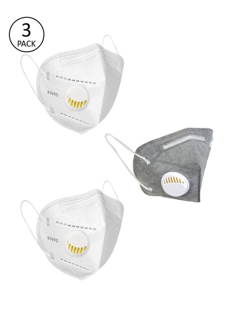 

OOMPH Unisex Pack of 3 Anti-Pollution Reusable 5-Layer KN95 Mask, White
