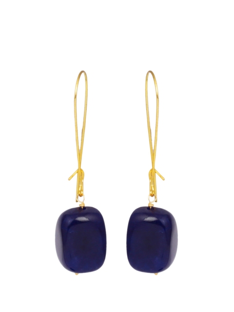 

DUGRISTYLE Navy Blue Gold-Plated Geometric Drop Earrings