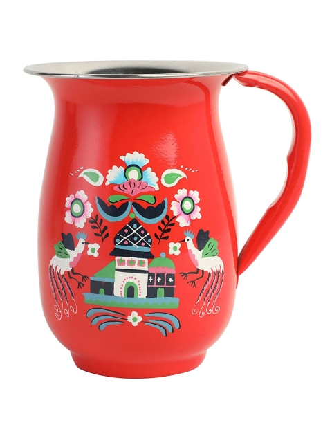 

Chumbak Coral Red Stainless Steel Bohemian Palace Pitcher Jug