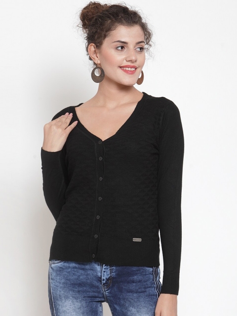 

Global Republic Women Black Solid Cardigan Sweater