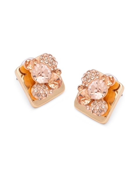 

Globus Gold-Plated Zircon Studded Square Studs, Rose