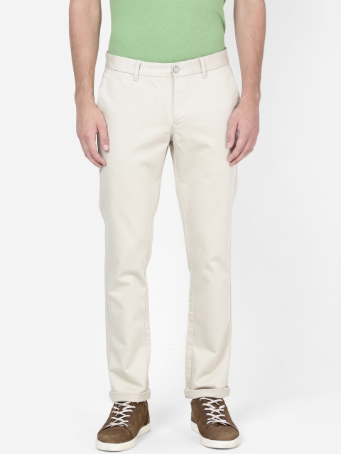 

t-base Men Beige Tapered Fit Solid Regular Trousers