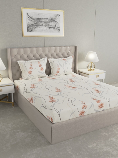 

Raymond Home Multicoloured Floral 104 TC Cotton 1 King Bedsheet with 2 Pillow Covers, Multi