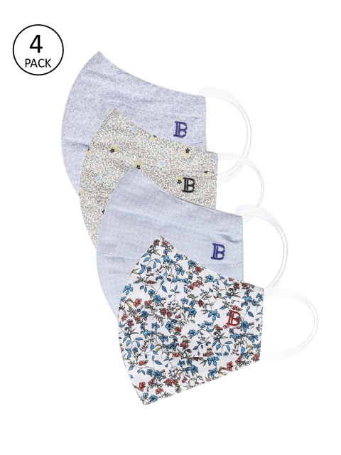

Bene Kleed Women Pack of 4 Printed Reusable 3-Layers Cloth Masks, Multi