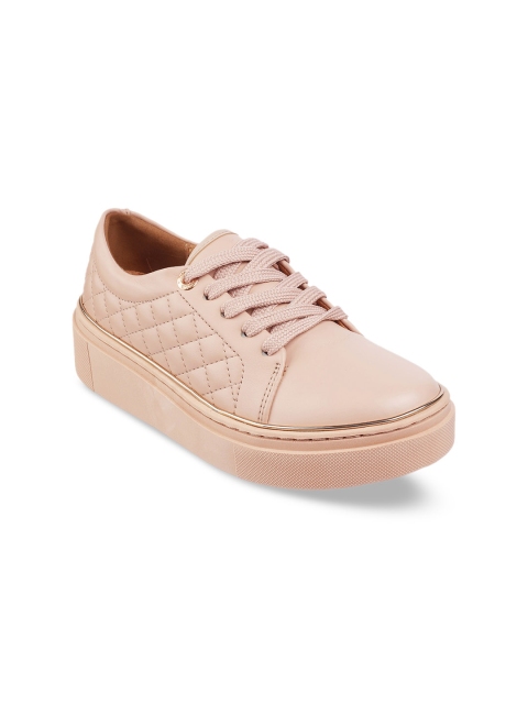 

LEMON & PEPPER Women Pink Textured Mid-Top Sneakers