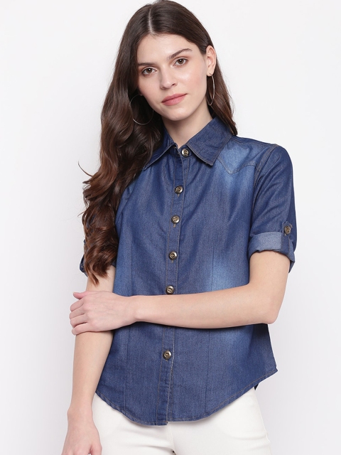 

Mayra Women Blue Regular Fit Faded Casual Shirt