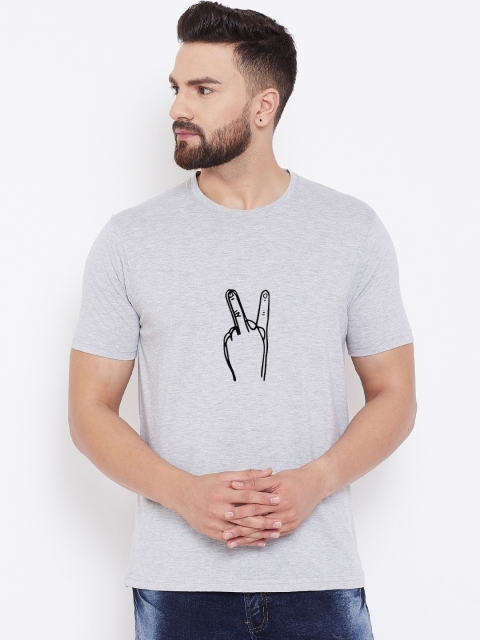 

wesquare Men Grey Printed Round Neck T-shirt