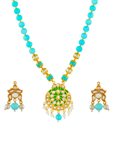 

Silvermerc Designs Gold-Plated & Blue Beaded Handcrafted Jewellery Set