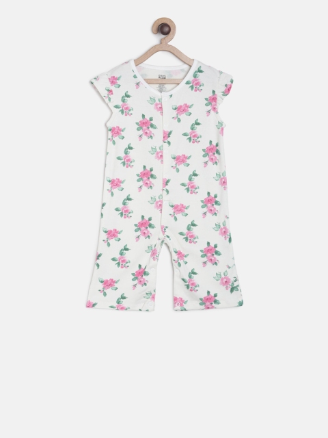

MINI KLUB Newborn Girls White & Pink Printed Rompers