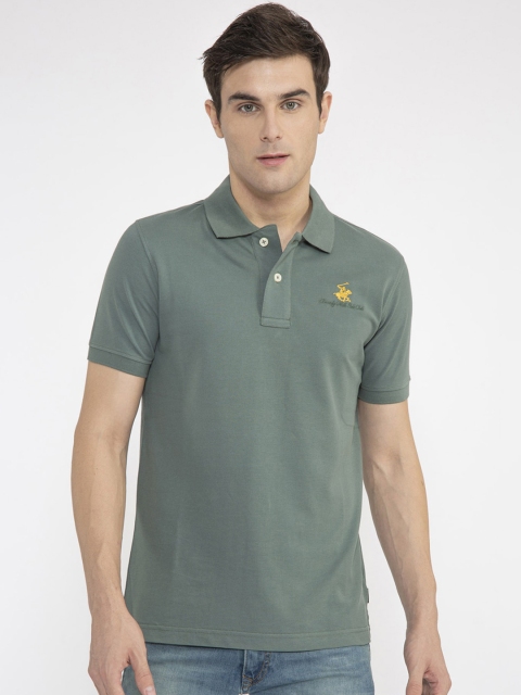 

Beverly Hills Polo Club Men Green Solid Polo Collar T-shirt
