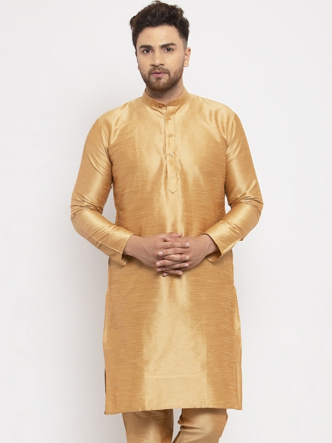 

Jompers Men Gold-Toned Solid Straight Kurta