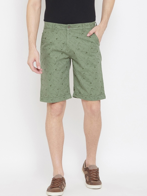 

Crimsoune Club Men Olive Green Printed Slim Fit Regular Shorts