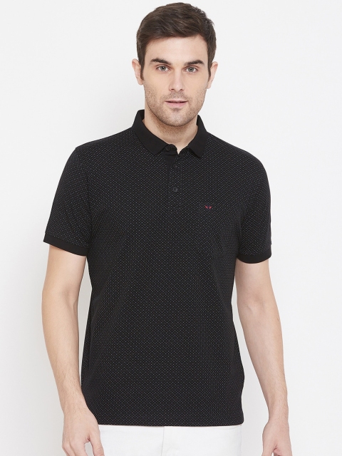 

Crimsoune Club Men Black Printed Slim Fit Polo Collar Pure Cotton T-shirt