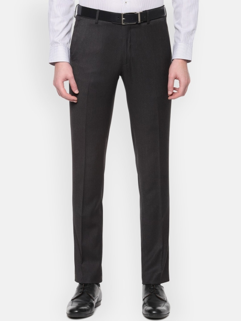 

Van Heusen Men Charcoal Grey Regular Fit Solid Formal Trousers