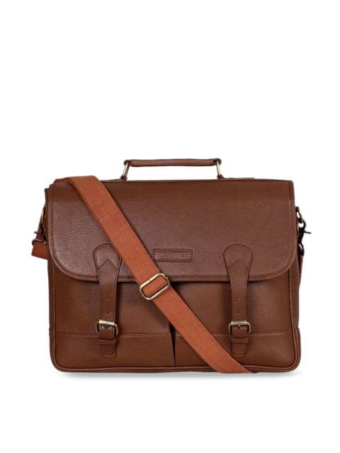 

Justanned Men Tan Brown Solid 14 Inch Leather Laptop Bag