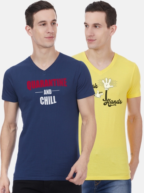 

Free Authority Men Pack of 2 Printed Quarantine V-Neck T-shirt, Multi