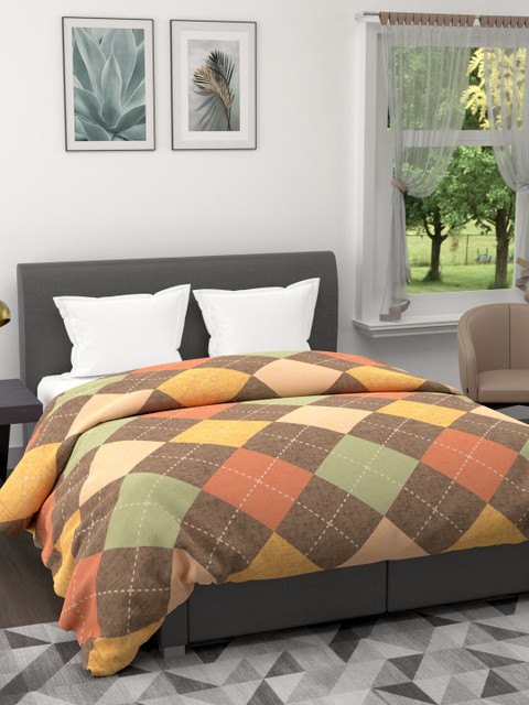 

BIANCA Brown & Multicoloured Geometric AC Room 120 GSM Double Bed Comforter