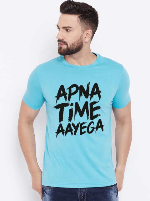 

wesquare Men Blue Printed Round Neck T-shirt