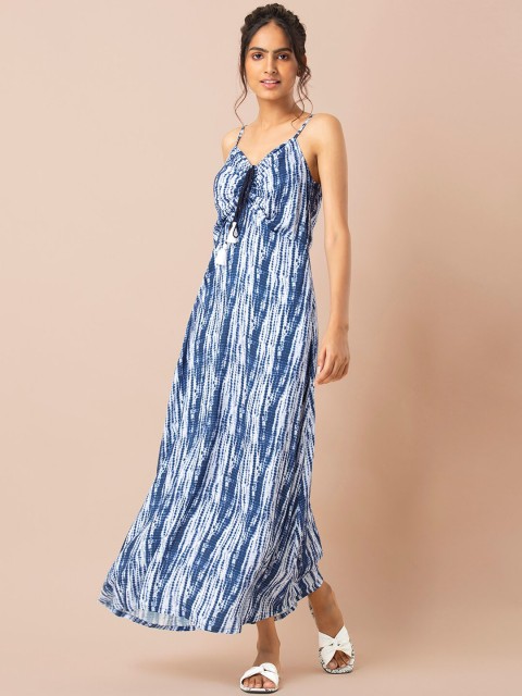 

INDYA Women Blue & White Dyed Maxi Dress