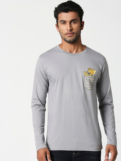 

Bewakoof Men Grey Jerry Printed Round Neck T-shirt