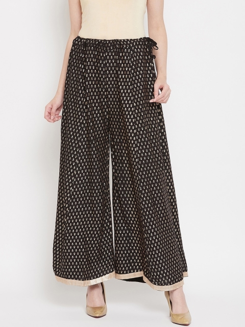 

Castle Women Black & Gold Printed Flared Palazzo