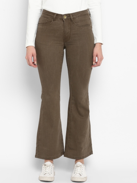 

FOSH Women Brown Skinny Fit Solid Bootcut Trousers