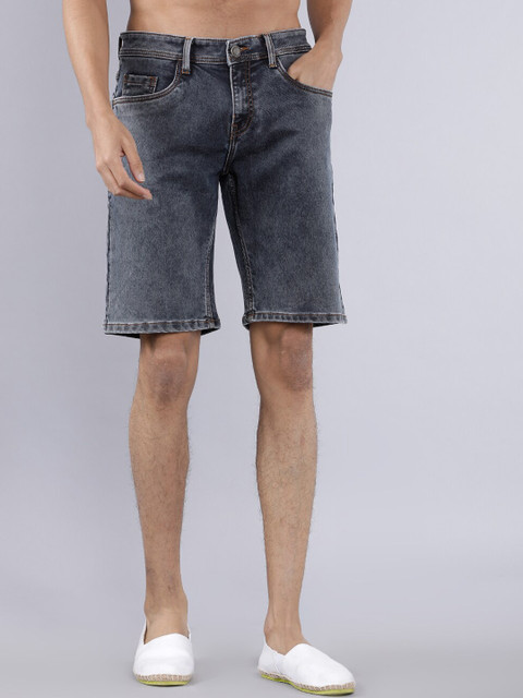 

HIGHLANDER Men Blue Solid Slim Fit Denim Shorts