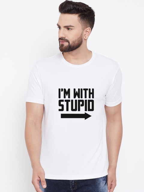 

wesquare Men White Printed Round Neck T-shirt