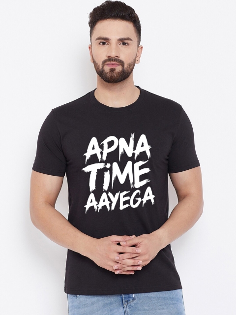 

wesquare Men Black Printed Round Neck T-shirt