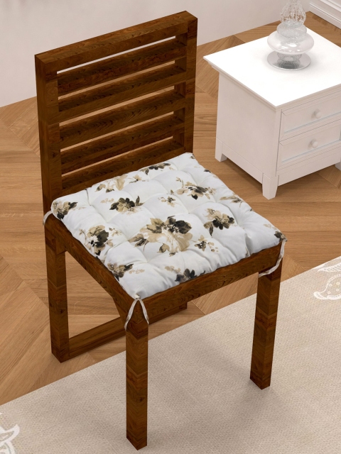 

Clasiko White & Beige Printed Chair Pad