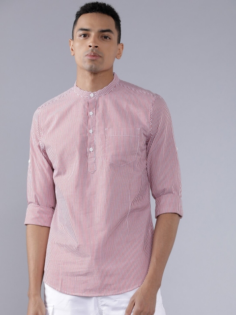 

HIGHLANDER Men Red & White Slim Fit Striped Casual Shirt